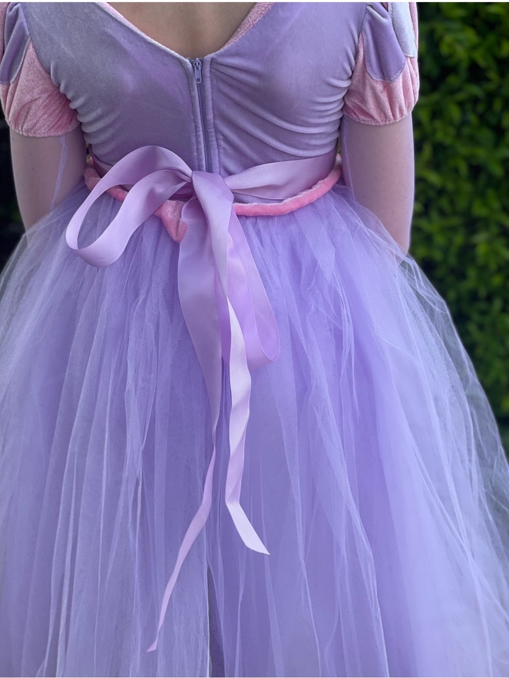 Girls' Pink and Lavender Princess Tulle Dress with Gold Trim - Picture 8 of 9